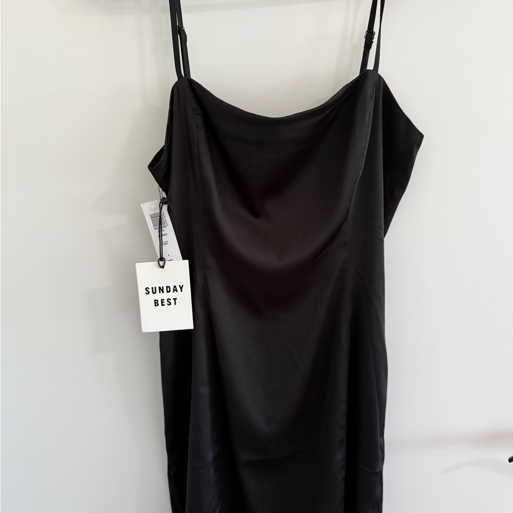 Sunday Best Midnight Satin Dress